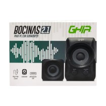 BOCINA PARA PC 2.1 GHIA NEGRA/GRIS AUDIO 3.5MM ALIMENTACION USB 5W [ GAC-185 ][ SPK-1872 ]