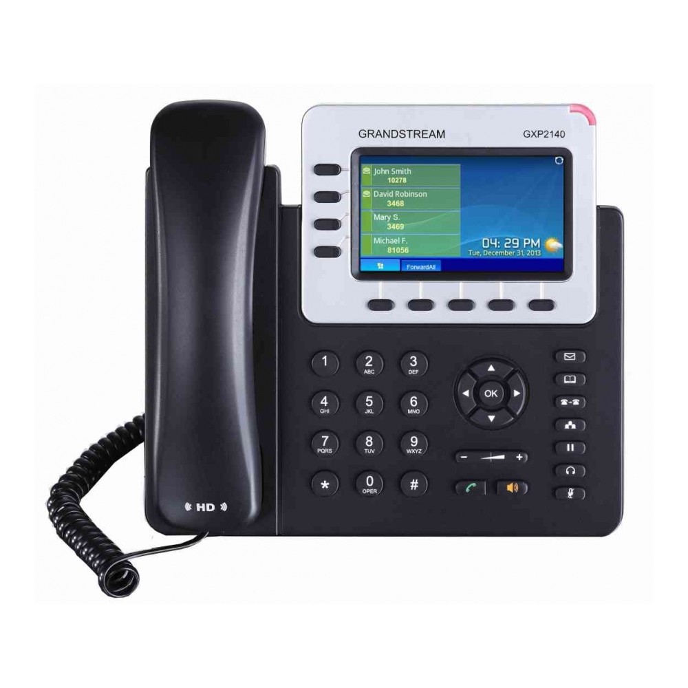 TELEFONO IP GRANDSTREAM GXP2140 / 4 CUENTAS SIP 4 LINEAS 2 PUERTOS GIGABIT BLUETOOTH CONECTOR RJ9 CO [ GXP2140 ][ TEL-163 ]