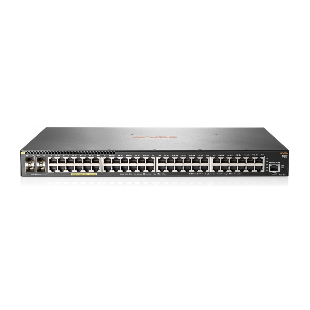 SWITCH HP ARUBA JL262A 2930F 48 PUERTOS RJ45 10/100/1000 POE 370W Y 4 SFP 1G ADMINISTRABLE CAPA 3 RI [ JL262A ][ NIC-2305 ]