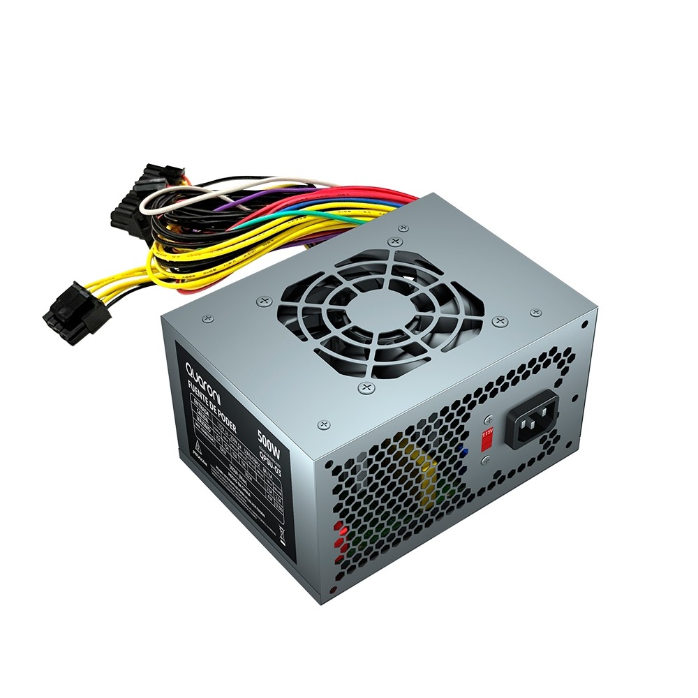 FUENTE DE PODER SLIM QUARONI 500W METALICO 24 PIN [ QPSU-03 ][ CSP-438 ]