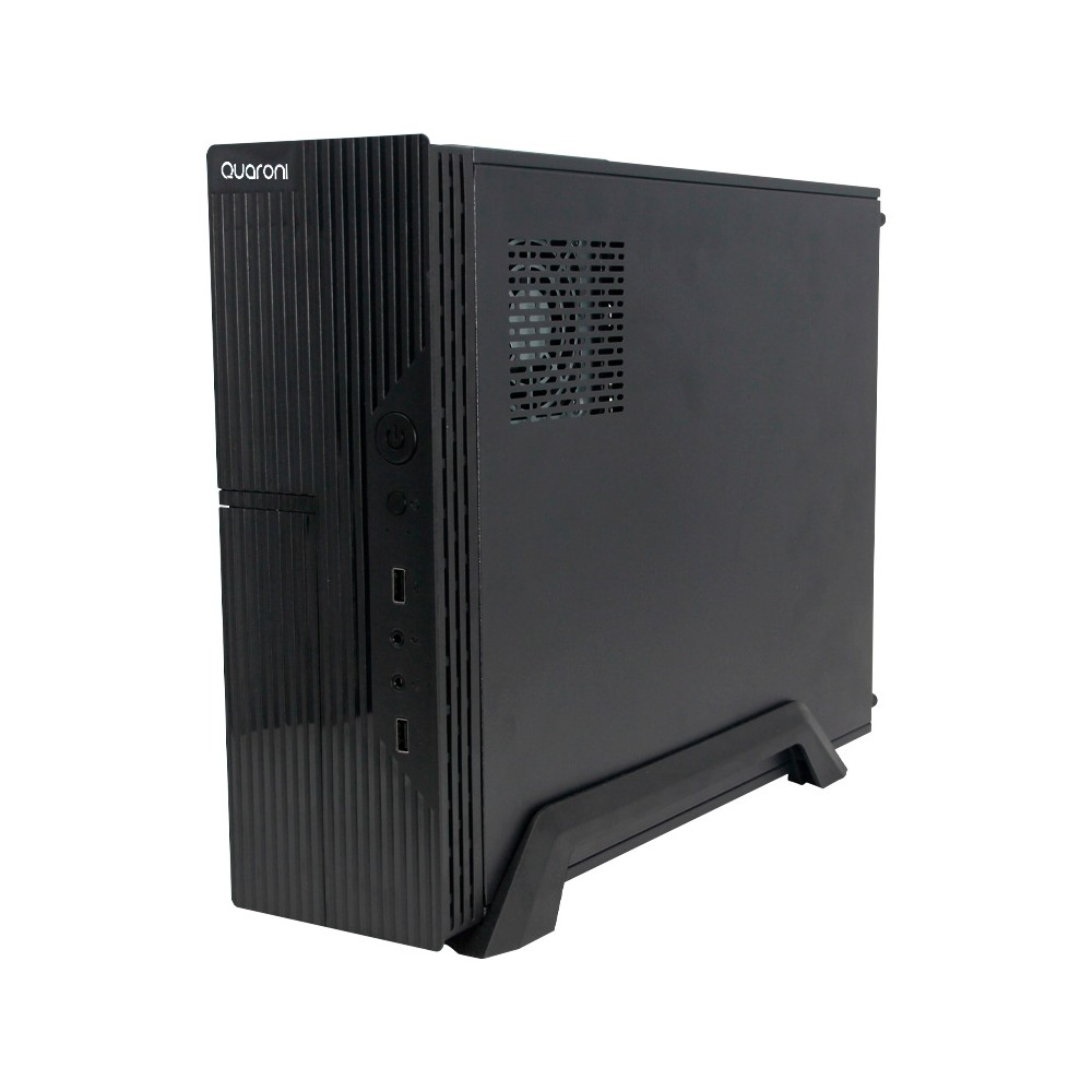 GABINETE SLIM QUARONI, MICRO ATX /MINI ITX/FUENTE DE PODER 500W /COLOR NEGRO ACABADO LINEAL [ QCS-02 ][ CS-774 ]