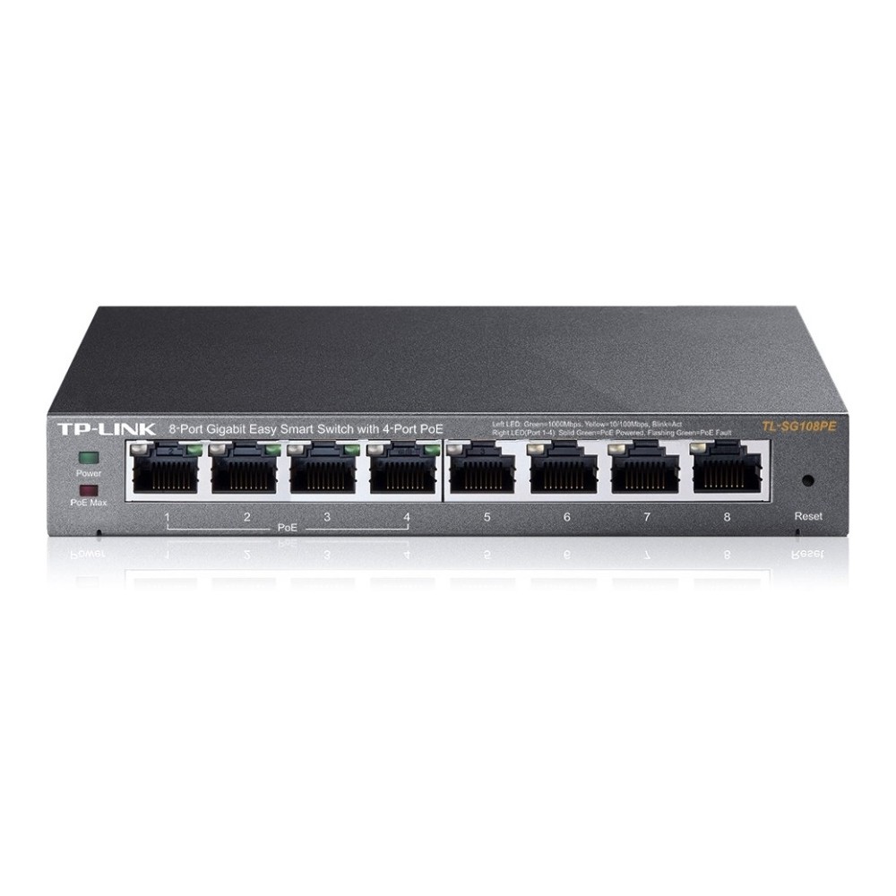 SWITCH TP-LINK TL-SG108PE 8 PUERTOS RJ45 10/100/1000 NO ADMINISTRABLE 4 PUERTOS POE AUTO NEGOTIATION [ TL-SG108PE ][ NIC-2230 ]