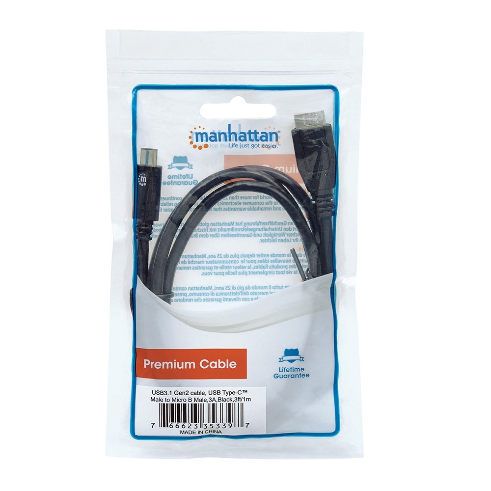 CABLE USB,MANHATTAN,353397,-C V3.1, C-MICRO B 1.0M NEGRO [ 353397 ][ CB-1072 ]