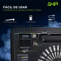 BASE ENFRIADORA GHIA / PARA LAPTOP / CON VENTILADOR Y LUZ LED / USB [ GAC-227 ][ AC-9450 ]