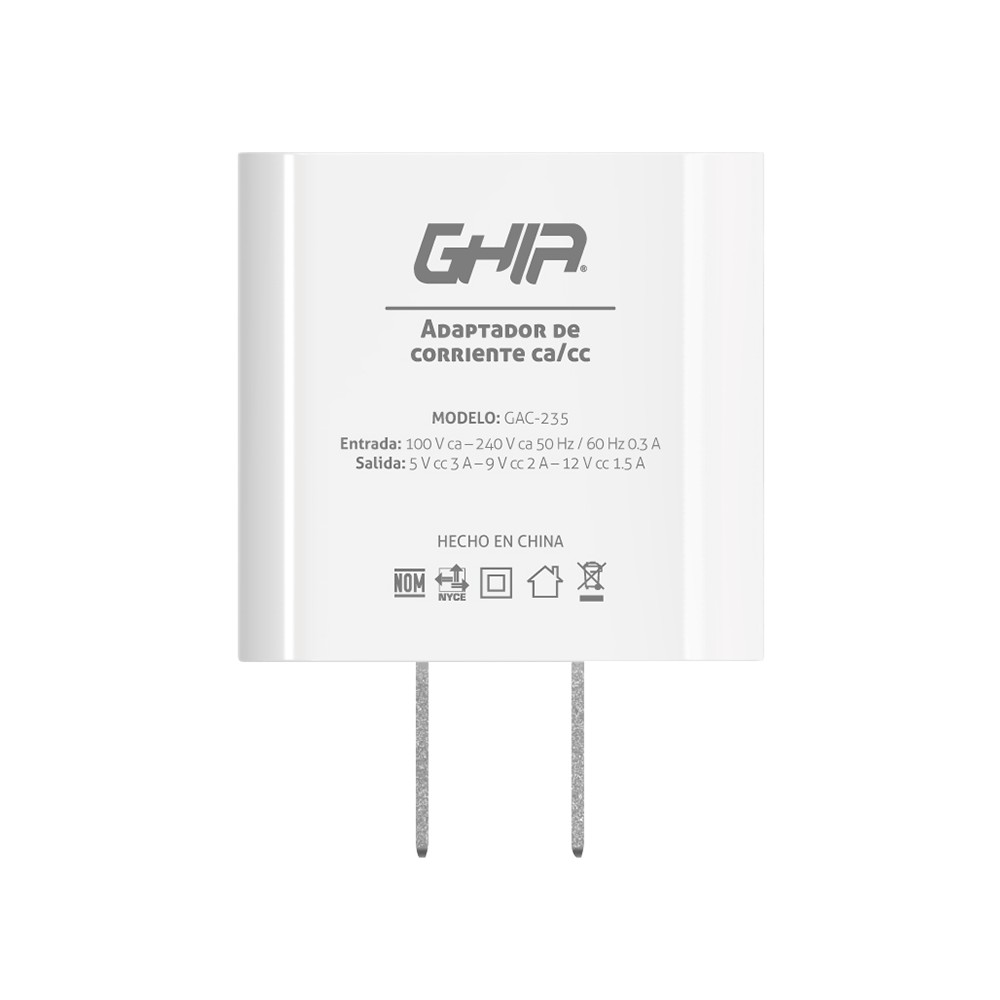 CARGADOR DE PARED GHIA USB TIPO C / CARGA RAPIDA 18W [ GAC-235 ][ AC-9451 ]