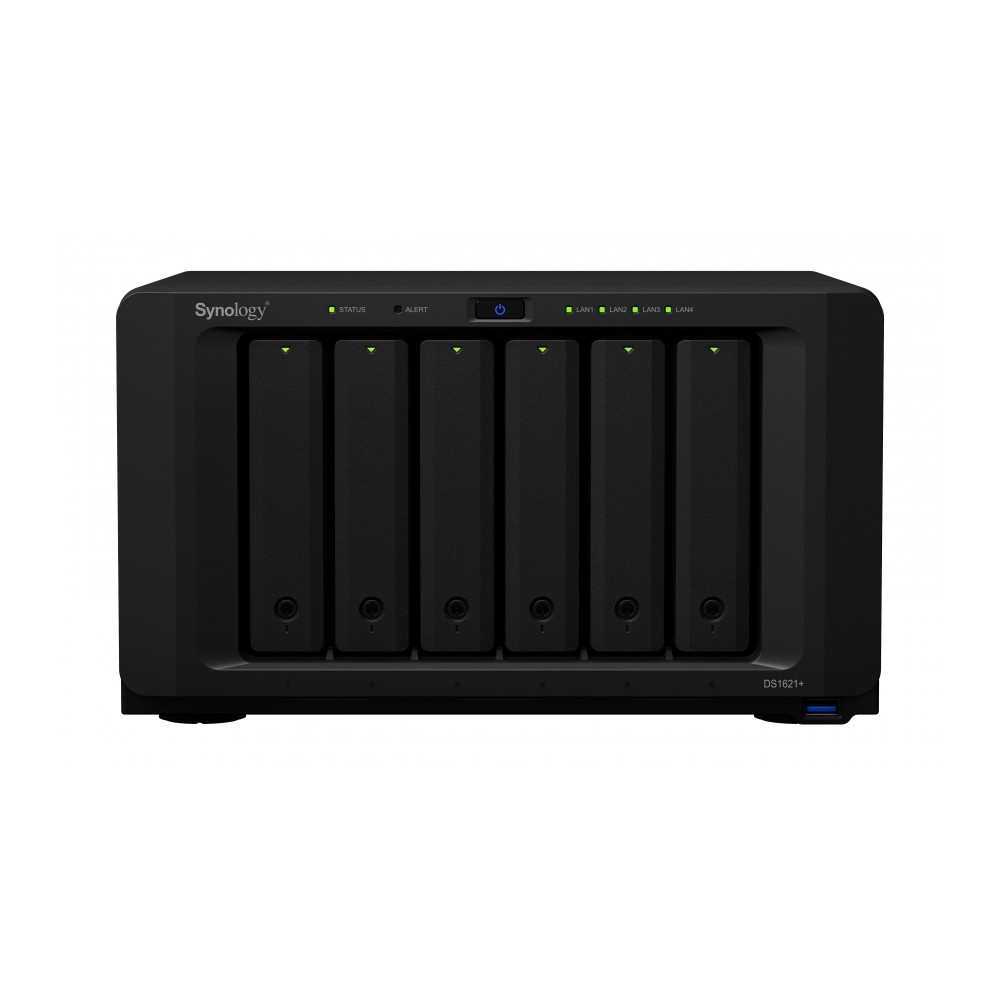 NAS SYNOLOGY DS1621+ /6 BAHIAS AMPLIABLES HASTA 16/NUCLEO CUADRUPLE 2.2GHZ/4GB DDR4 AMPLIABLES A 32G [ DS1621 ][ SAM-592 ]