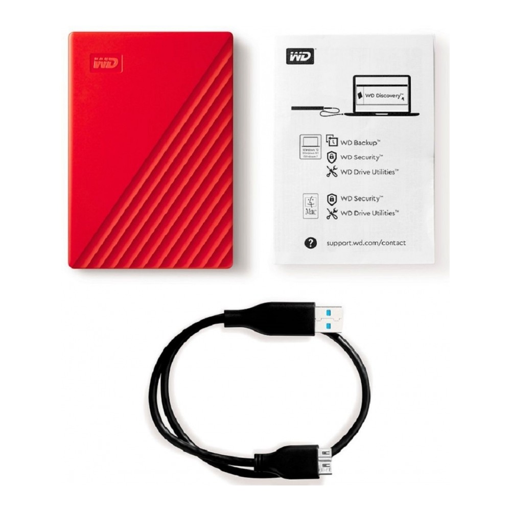 DISCO DURO EXTERNO WD MY PASSPORT 2TB 2.5 PORTATIL USB3.0 ROJO WINDOWS BACKUP ENCRIPTACION [ WDBYVG0020BRD-WESN ][ HD-2113 ]