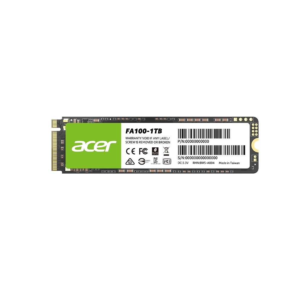 UNIDAD DE ESTADO SOLIDO SSD INTERNO 1TB ACER FA100 M.2 2280 NMVE PCIE GEN 3X4 BL.9BWWA.120 [ BL9BWWA120 ][ HD-2930 ]