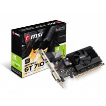 TARJETA DE VIDEO MSI NVIDIA GT710/PCIE X8 2.0/2GB DDR3/HDMI/VGA/DVI/1X VENTILADOR/BAJO PERFIL/GAMA B [ GT-710-2GD3-LP ][ VC-837 ]