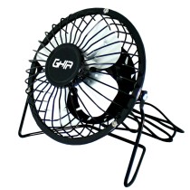 MINI VENTILADOR DE ESCRITORIO GHIA METALICO COLOR NEGRO ALIMENTACION USB [ GAC-205 ][ CF-230 ]