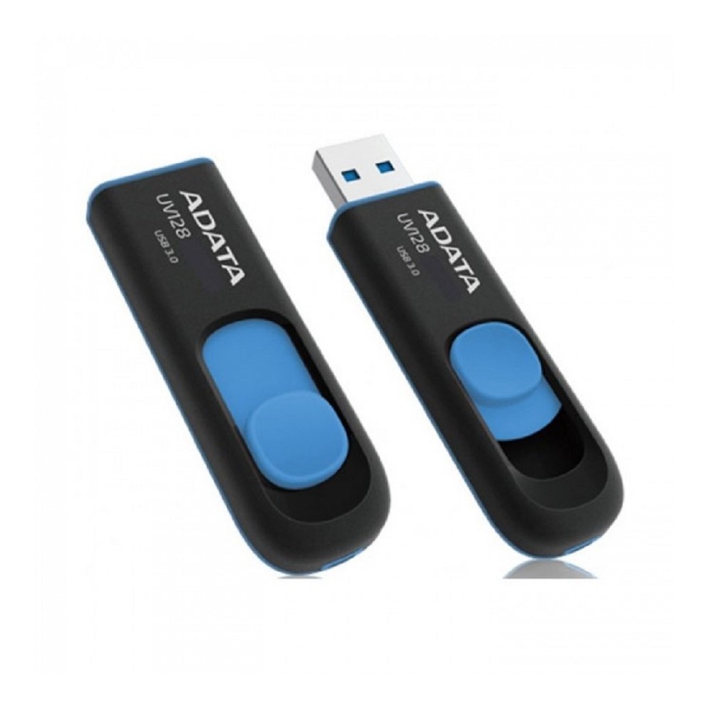 MEMORIA ADATA 128GB USB 3.2 UV128 RETRACTIL NEGRO-AZUL [ AUV128-128G-RBE ][ RAM-3222 ]