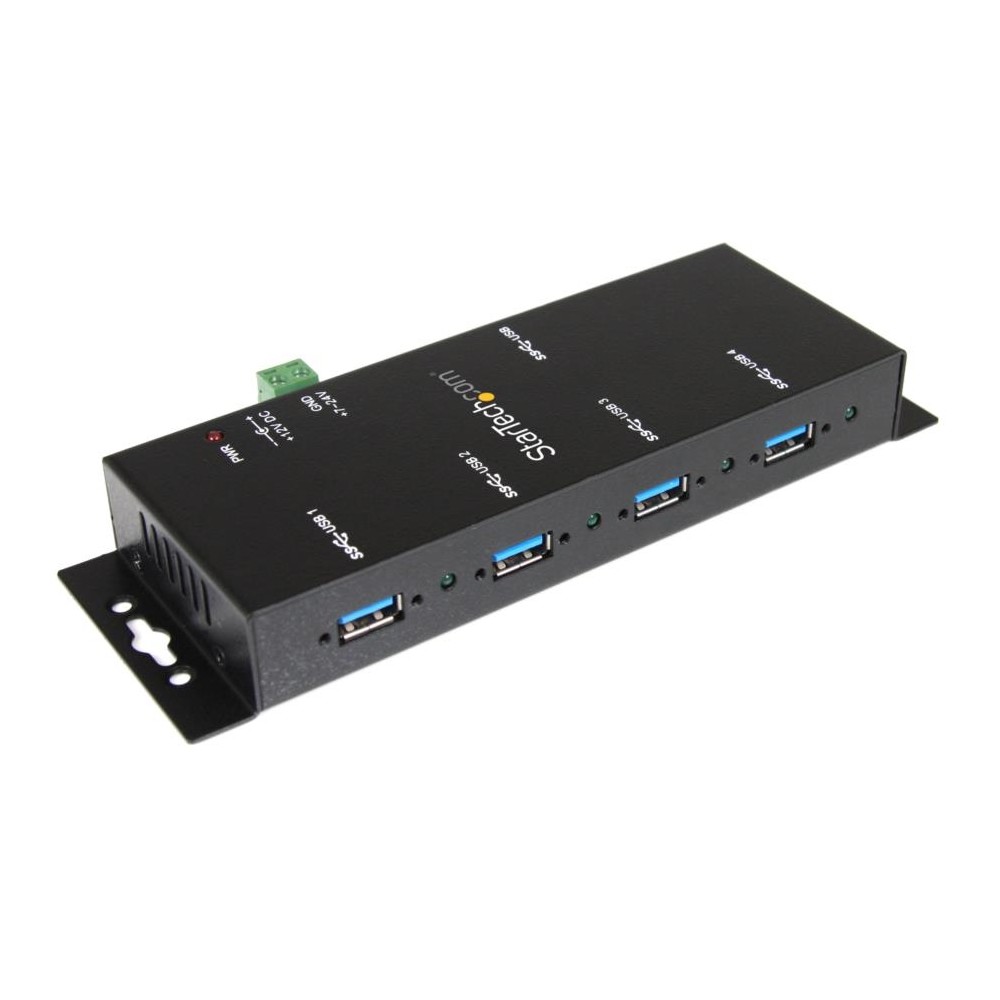 HUB USB 3.0 DE 4 PUERTOS - CONCENTRADOR USB-A INDUSTRIAL DE METAL - DE MONTAJE EN RIEL DIN, PARED O  [ ST4300USBM ][ AC-9984 ]