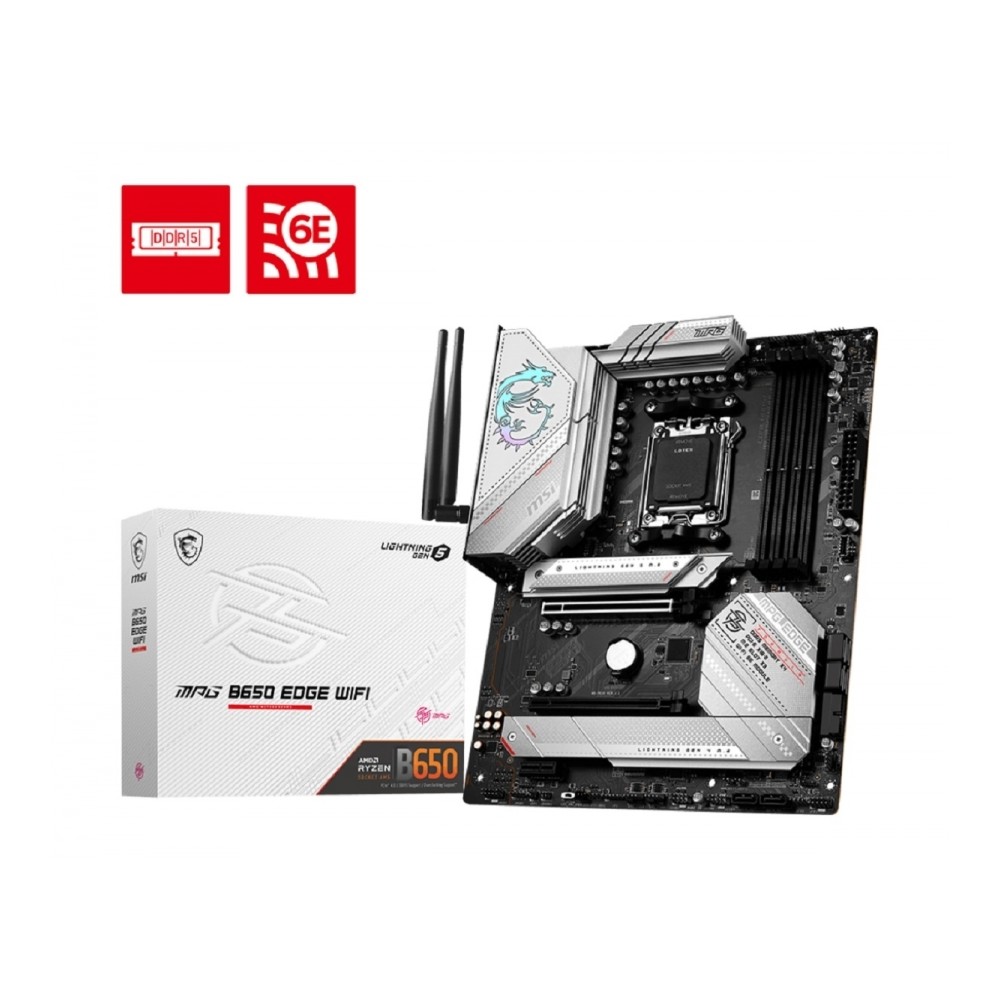 MB MSI B650 AMD S-AM5 7A GEN/4X DDR5 5000/PCIE 4.0/HDMI/4XUSB 2.0/M.2/ATX/WIFI 6E/BLUETOOTH 5.3/GAMA [ MPG-B650-EDGE-WIFI ][ MB-1278 ]