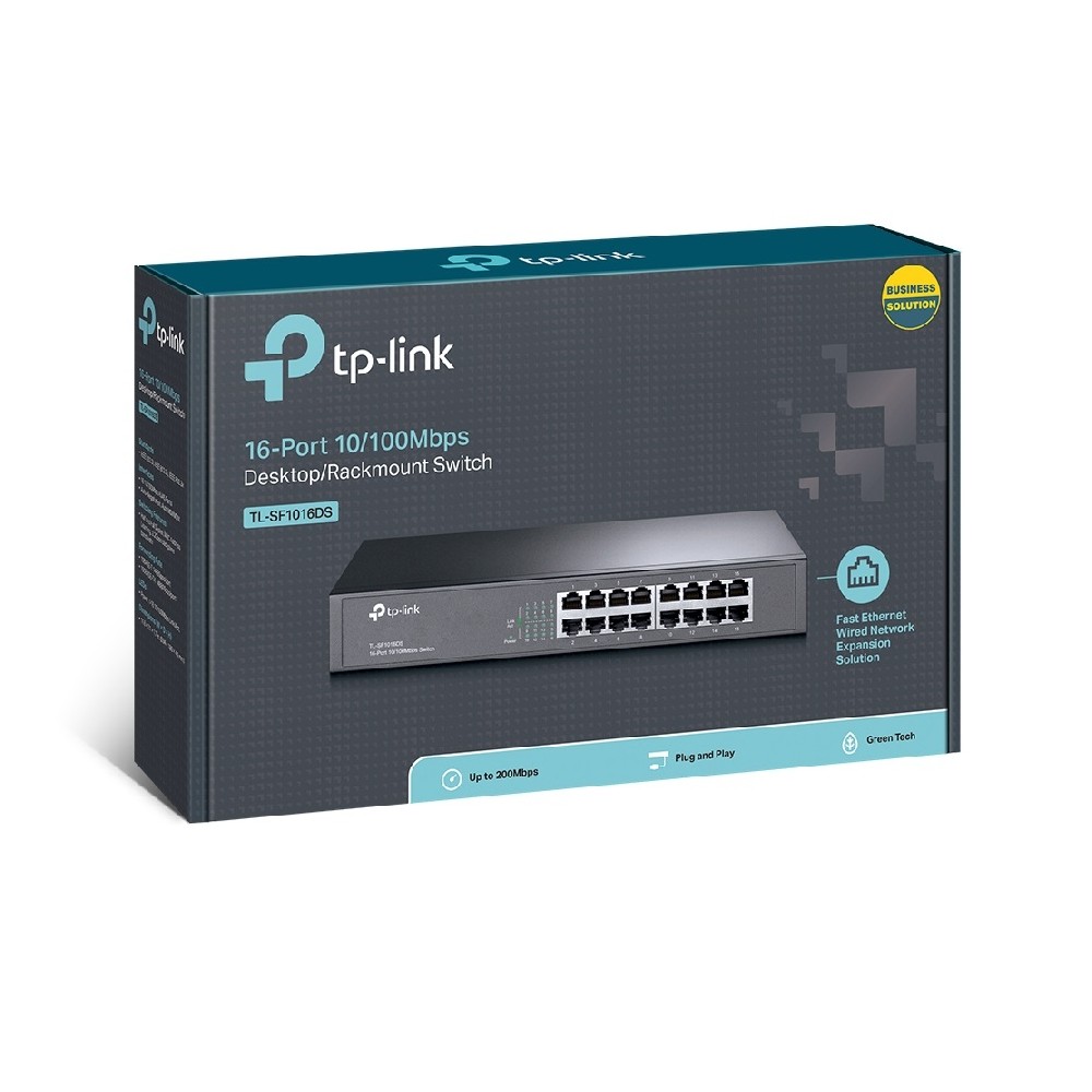 SWITCH | TP-LINK | TL-SF1016DS | 16 PUERTOS RJ45 10/100 MBPS | NO ADMINISTRABLE | PARA ESCRITORIO O  [ TL-SF1016DS ][ NIC-1075 ]