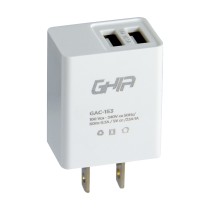 CARGADOR DE PARED GHIA CON DOS SALIDAS USB 2.1A /1.0A [ GAC-153 ][ AC-7229 ]