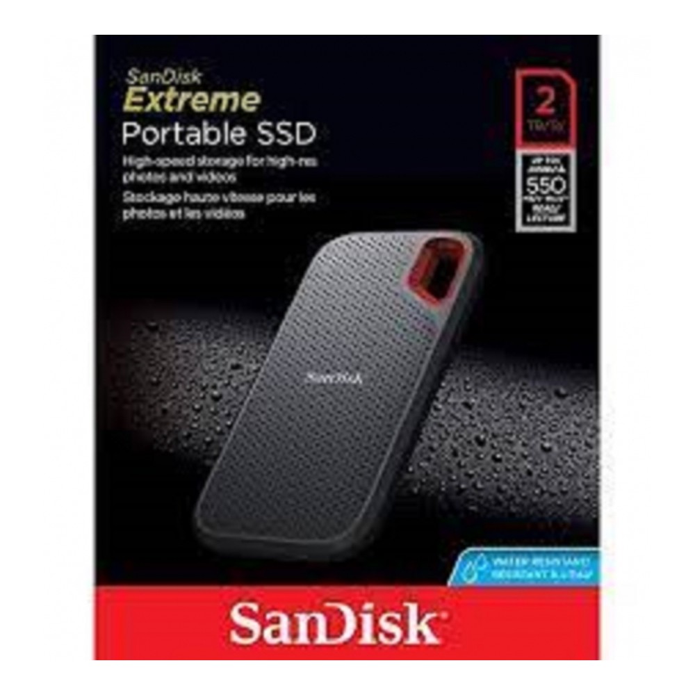 UNIDAD DE ESTADO SOLIDO SSD EXTERNO SANDISK EXTREME PORTABLE 2TB 2.5 USB 3.2 VELOCIDAD DE LECT. 1050 [ SDSSDE61-2T00-G25 ][ HD-2921 ]