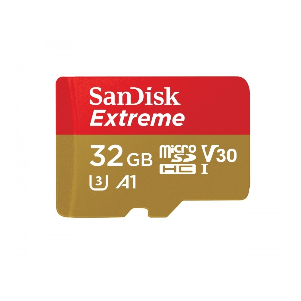 MEMORIA SANDISK MICRO SDHC 32GB EXTREME 100MB/S 4K CLASE 10 A1 V30 C/ADAPTADOR [ SDSQXAF-032G-GN6MA ][ RAM-3110 ]