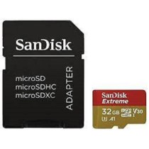 MEMORIA SANDISK MICRO SDHC 32GB EXTREME 100MB/S 4K CLASE 10 A1 V30 C/ADAPTADOR [ SDSQXAF-032G-GN6MA ][ RAM-3110 ]