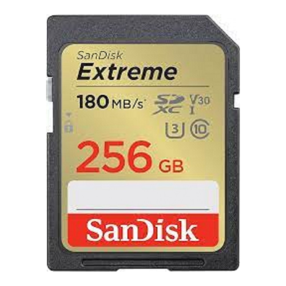 MEMORIA SANDISK SDXC 256GB EXTREME 180MB/S 4K CLASE 10 U3 V30 (SDSDXVV-256G-GNCIN) [ SDSDXVV-256G-GNCIN ][ RAM-4086 ]