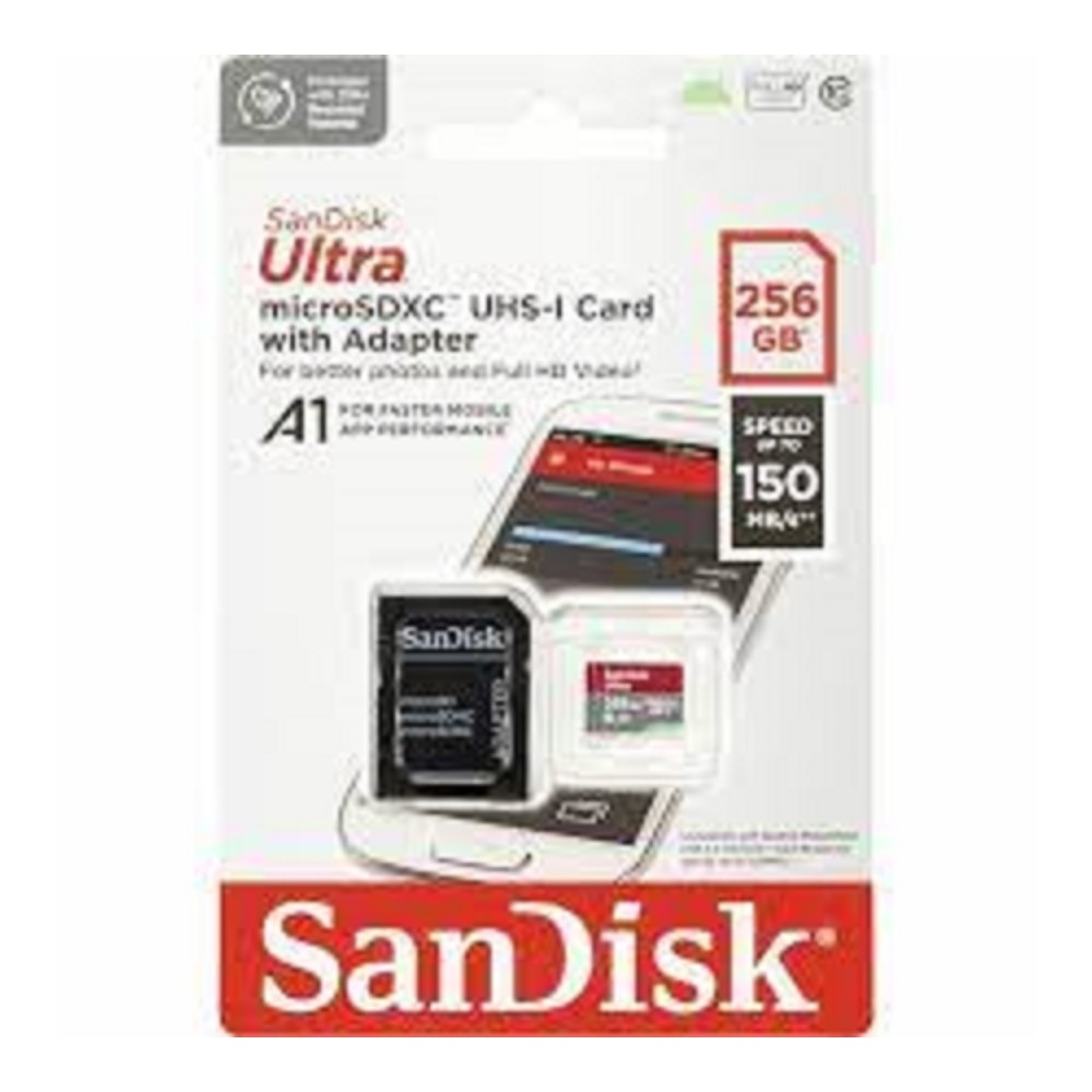 MEMORIA SANDISK MICRO SDXC 256GB ULTRA 150MB/S CLASE 10 C/ADAPTADOR (SDSQUAC-256G-GN6MA) [ SDSQUAC-256G-GN6MA ][ RAM-3904 ]