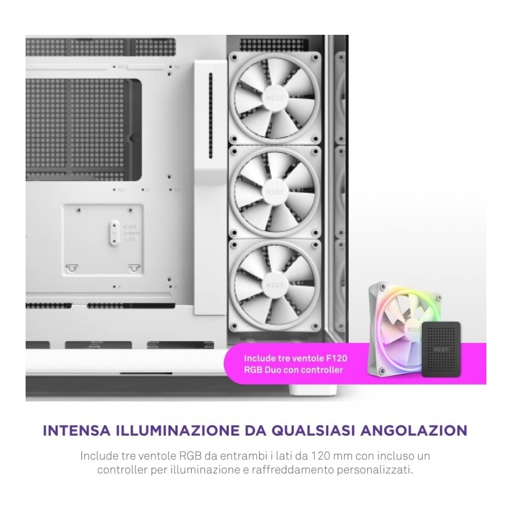 GABINETE NZXT H9 ELITE / VIDRIO TEMPLADO / BLANCO / ATX MID TOWER /CON 3 VENTILADORES RGB /1 SIN RGB [ CM-H91EW-01 ][ CS-828 ]