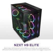 GABINETE NZXT H9 ELITE / VIDRIO TEMPLADO / NEGRO / ATX MID TOWER /CON 3 VENTILADORES RGB /1 SIN RGB  [ CM-H91EB-01 ][ CS-829 ]