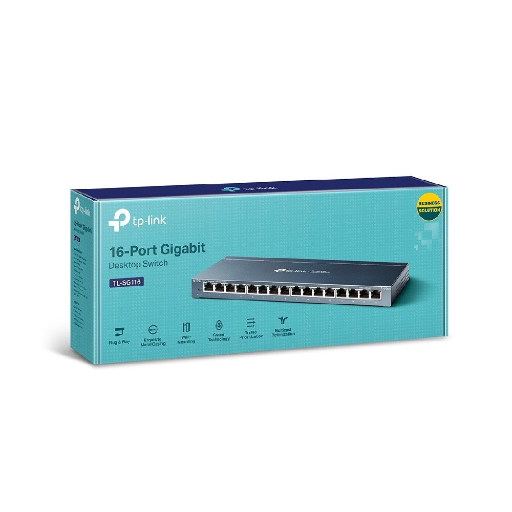 SWITCH | TP-LINK | TL-SG116 | 16 PUERTOS RJ45 GIGABIT 10/100/1000 | NO ADMINISTRABLE | CARCASA METAL [ TL-SG116 ][ NIC-3274 ]