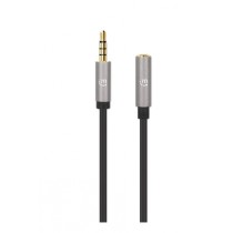 CABLE AUDIO ESTEREO, MANHATTAN, 356046, 3.5MM EXTEN. M-H 3.0M NEGRO/ALUMINIO PLATEADO [ 356046 ][ CB-2896 ]