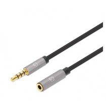 CABLE AUDIO ESTEREO, MANHATTAN, 356046, 3.5MM EXTEN. M-H 3.0M NEGRO/ALUMINIO PLATEADO [ 356046 ][ CB-2896 ]