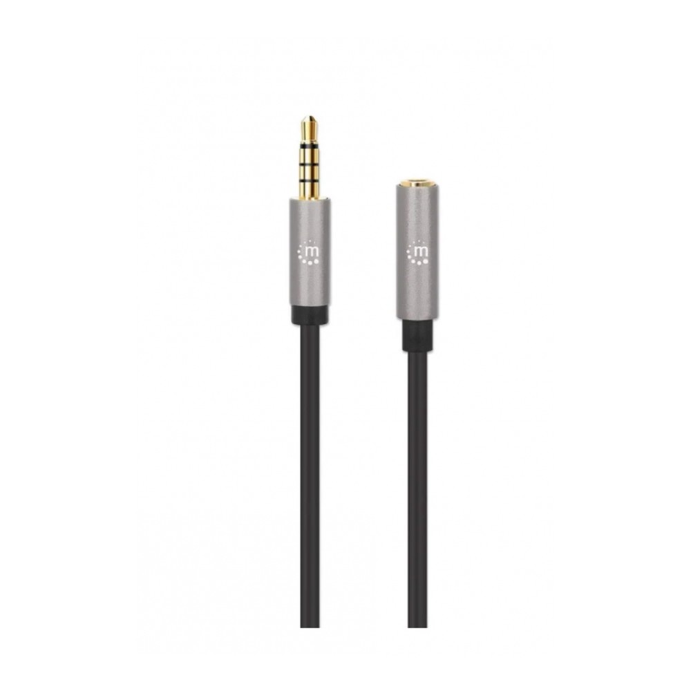 CABLE AUDIO ESTEREO, MANHATTAN,356053, 3.5MM EXTEN. M-H 5.0M NEGRO/ALUMINIO PLATEADO [ 356053 ][ CB-2898 ]