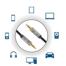 CABLE AUDIO ESTEREO, MANHATTAN,356008, 3.5MM M-M 3.0M NEGRO/ALUMINIO PLATEADO [ 356008 ][ CB-2900 ]