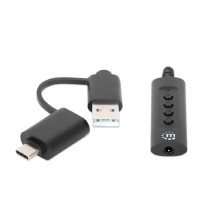 CONVERTIDOR USB, MANHATTAN,153560, 2.0 / USB-C A TARJETA SONIDO 3.5 MM, CABLE CON CONTROLES [ 153560 ][ CB-2901 ]