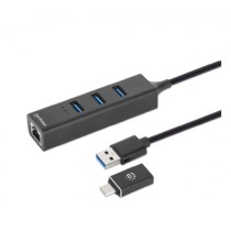 ADAPTADOR DE RED,MANHATTAN,180894, GB USB A/C +HUB 3 PTOS V3.0 [ 180894 ][ CB-2903 ]