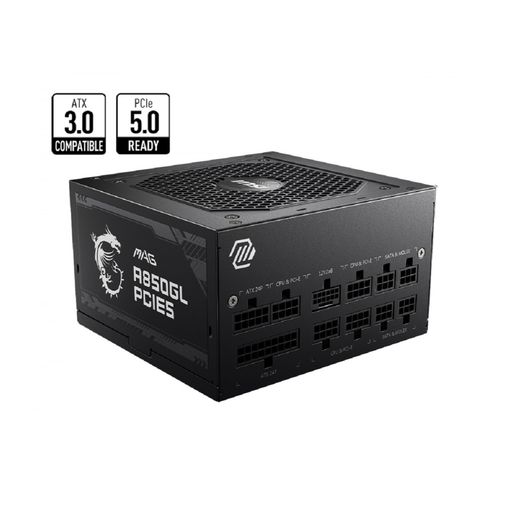 FUENTE DE PODER MSI 850W/80 PLUS GOLD /NEGRO/ATX/MODULAR [ MAG-A850GL-PCIE5 ][ CSP-540 ]