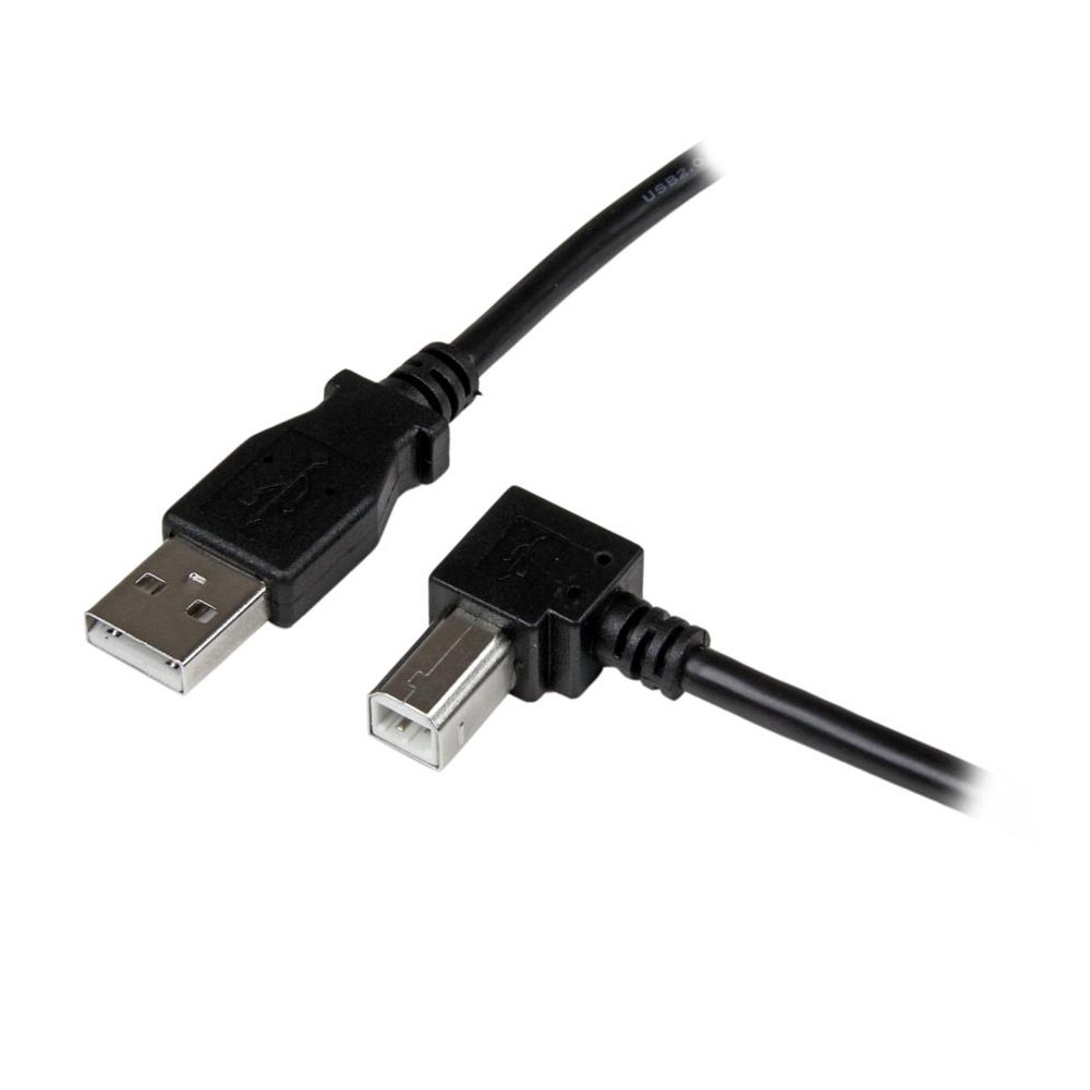 CABLE ADAPTADOR USB DE 2M PARA IMPRESORA ACODADO - 1X USB A MACHO - 1X USB B MACHO EN ANGULO DERECHO [ USBAB2MR ][ CB-2436 ]