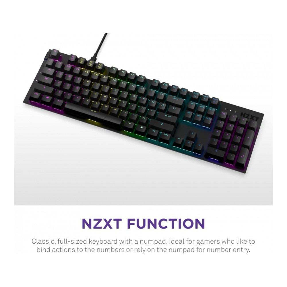 TECLADO ALAMBRICO / NZXT / NEGRO / FULL / USB / GAMER [ KB-1FSUS-BR ][ KB-949 ]