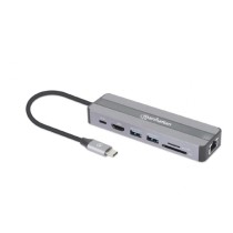 DOCKING USB, MANHATTAN, 153928, -C  7 PTOS, HDMI, RED, USB-C PD/2XUSBV3.2, SD/MICRO SD [ 153928 ][ AC-12114 ]