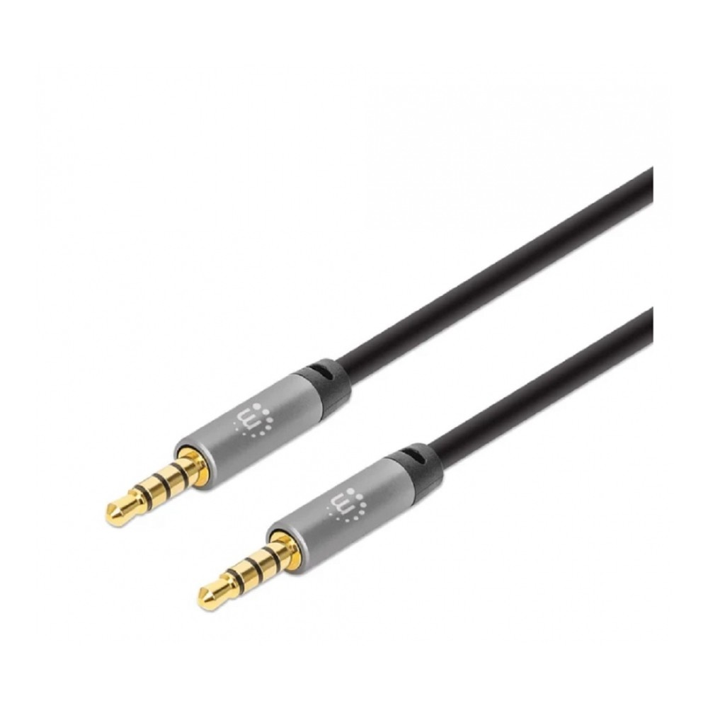 CABLE AUDIO ESTEREO , MANHATTAN, 356015, 5.0MM M-M 5.0M NEGRO/ALUMINIO PLATEADO [ 356015 ][ CB-2895 ]