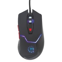 MOUSE OPTICO GAMING,MANHATTAN,176071, USB 6 BOTONES NEGRO C/LUZ [ 176071 ][ MS-1302 ]