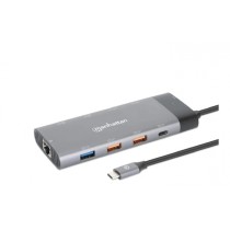 DOCKING USB-C , MANHATTAN, 130714 ,10 PTOS, 2XHDMI, 5XUSB-A, USB-C, USB-C PD, RJ45, TARJETA SD-MICRO [ 130714 ][ AC-12116 ]