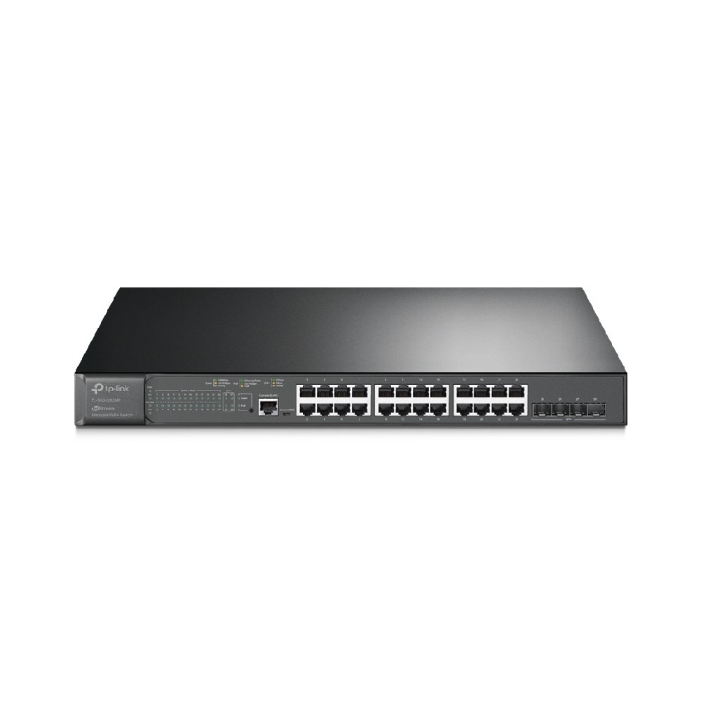 SWITCH TP-LINK TL-SG3428XMP 24 PUERTOS GIGABIT POE ADMINISTRABLE CON 4 RANURAS 10G SFP 1 RJ45 CONSOL [ SG3428XMPTL-SG3428XMP ][ NIC-3580 ]