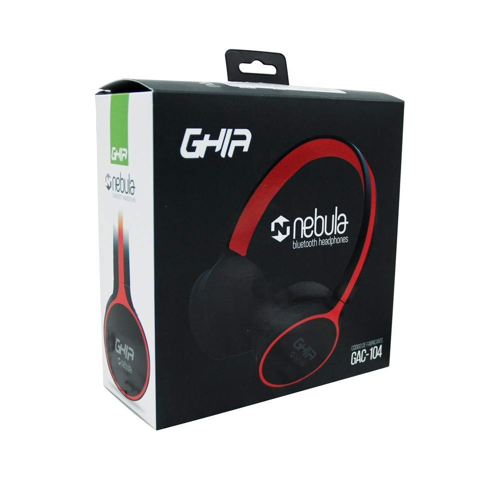 AUDIFONOS DIADEMA BLUETOOTH GHIA N1 HIFI SOUND NEGRO/ROJO 10M ALCANCE BT 4.2 BATERIA 300MAH [ GAC-104 ][ SPK-1546 ]