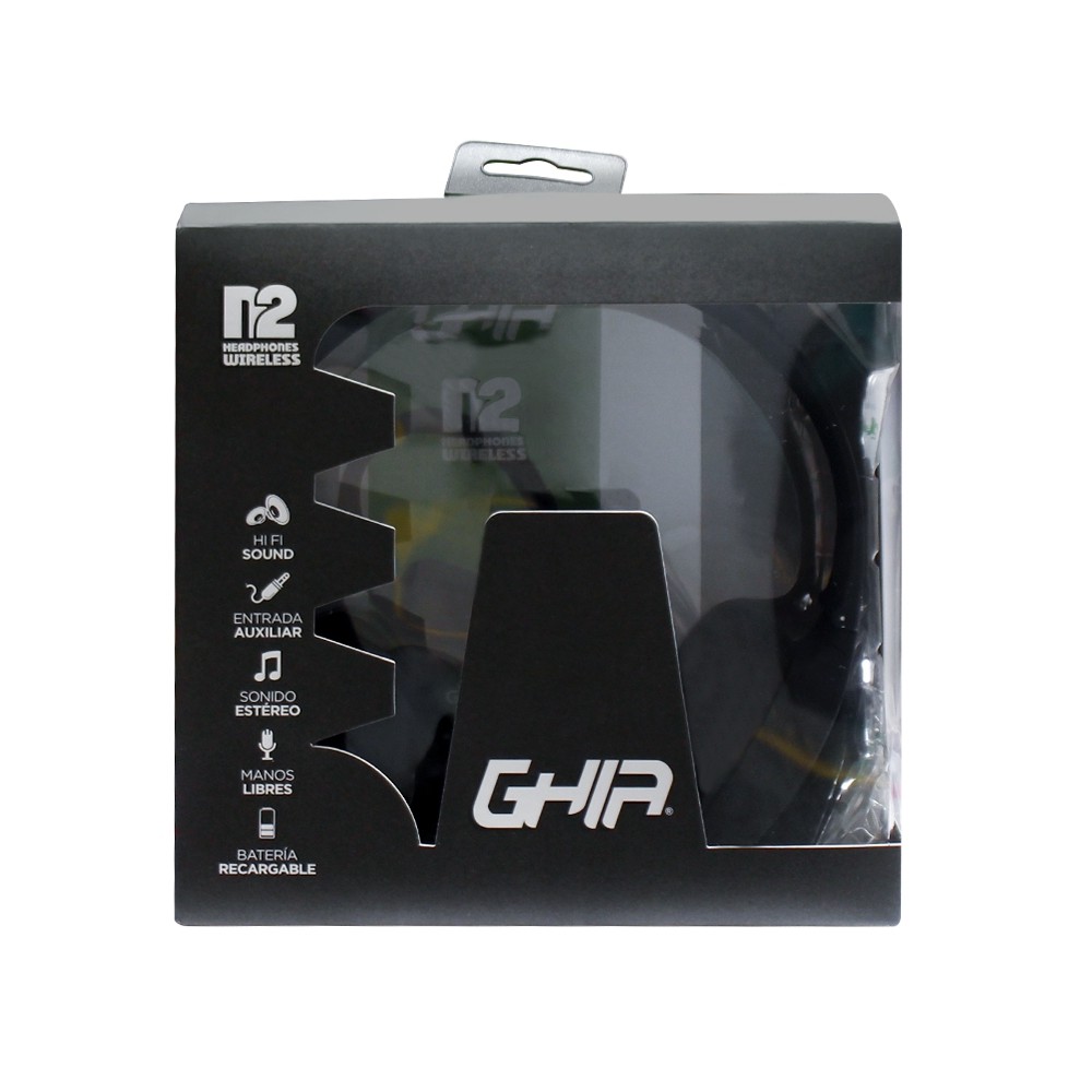 AUDIFONOS DIADEMA BLUETOOTH GHIA N2 HIFI SOUND/ COLOR NEGRO/ 10M ALCANCE/ BT 4.2/ BATERIA 300MAH [ GAC-182C ][ SPK-1844 ]