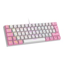 TECLADO MECANICO 60 OCELOT CREATORS COLOR WAY BLANCO CON ROSA, TIPO DE SWITCH AZUL [ WHITE-PEARL-60-OC ][ KB-864 ]