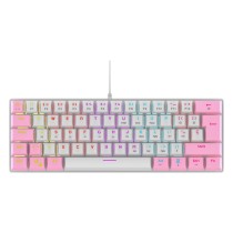 TECLADO MECANICO 60 OCELOT CREATORS COLOR WAY BLANCO CON ROSA, TIPO DE SWITCH AZUL [ WHITE-PEARL-60-OC ][ KB-864 ]