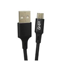 CABLE MICRO USB GHIA NYLON COLOR NEGRO DE 1M [ GAC-191N ][ CB-2049 ]