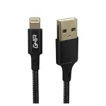 CABLE USB TIPO LIGHTNING GHIA 1M NYLON COLOR NEGRO [ GAC-193N ][ CB-2056 ]