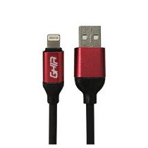 CABLE USB TIPO LIGHTNING GHIA 1M COLOR NEGRO/ROJO [ GAC-196N ][ CB-2060 ]