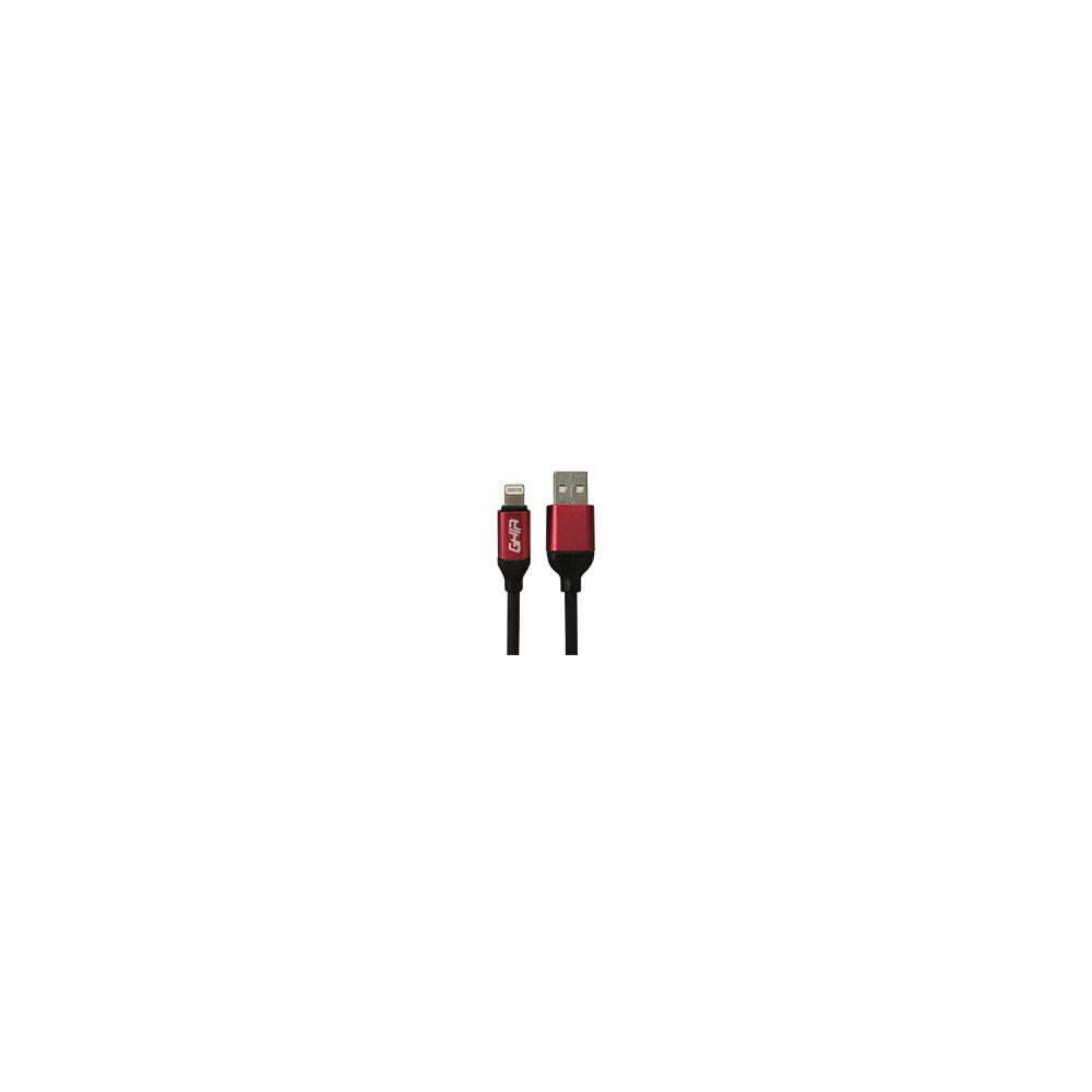 CABLE USB TIPO LIGHTNING GHIA 1M COLOR NEGRO/ROJO [ GAC-196N ][ CB-2060 ]