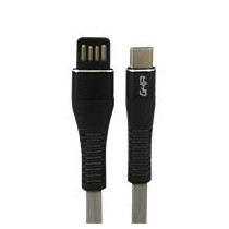 CABLE USB TIPO C GHIA PLANO REVERSIBLE COLOR GRIS/NEGRO DE 1M [ GAC-201NG ][ CB-2079 ]